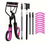 Ensemble de 7/16 recourbe-cils avec coussinets rechange for femmes : pince à épiler, clips, applicateurs mascara et brosse(15pcs pink)