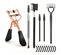 Ensemble de 7/16 recourbe-cils avec coussinets rechange for femmes : pince à épiler, clips, applicateurs mascara et brosse(16pcs gold)