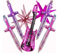 Ensemble de 7 ballons Kpop rose et violet - Décorations de fête sur le thème de la musique pour anniversaire, concert, décorations d'anniversaire K Pop 8251 KPOP BALLOON