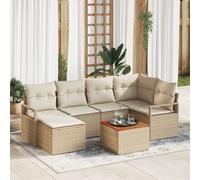 Ensemble De 7 Canapés De Jardin Vidaxl Avec Coussins Beige Rattan Acacia, Canapé De Jardin 2 Places Vidaxl Avec Coussins Beige Rattan