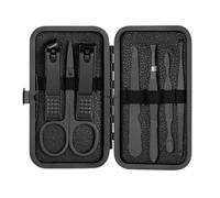 Ensemble de 7 coupe-ongles en acier inoxydable, coupe-ongles, cure-oreilles, kit de toilettage, manucure, pédicure, ciseaux, pinces à épiler, tout noir