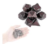 Ensemble de 7 Dés en Métal à Multiples Facettes, Ornés de Deux Épées Noires et Rouges, Compatibles avec Les Jeux de Rôle, Les Jeux de Plateau et Les Jeux de Cartes