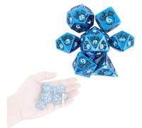 Ensemble de 7 Dés en Métal Bleu et Blanc à Motifs de Dragons, en Alliage de Zinc, Compatibles avec Les Jeux de Rôle, de Plateau et de Cartes