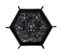 Ensemble de 7 Dés en Métal Dragon, Dés Polyédriques Creux, Compatibles avec Les Jeux de Rôle Les Jeux de Plateau et Les Jeux de Cartes(Green)