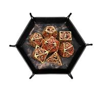 Ensemble de 7 Dés en Métal Dragon, Dés Polyédriques Creux, Compatibles avec Les Jeux de Rôle Les Jeux de Plateau et Les Jeux de Cartes(Gold)