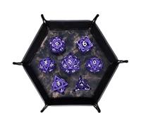 Ensemble de 7 Dés en Métal Dragon, Dés Polyédriques Creux, Compatibles avec Les Jeux de Rôle Les Jeux de Plateau et Les Jeux de Cartes(Purple)