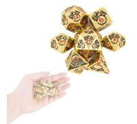 Ensemble de 7 Dés en Métal Jaune Dragon, Dés en Métal Massif, Compatibles avec Les Jeux de Rôle, Les Jeux de Société et Les Jeux de Cartes