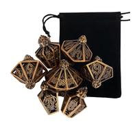 Ensemble de 7 Dés en Métal Jaune Flamme, Dés Polyédriques, Compatibles avec Les Jeux de Rôle Les Jeux de Plateau et Les Jeux de Cartes