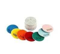 Ensemble de 7 disques polissage 55 mm (2 pouces) for meuleuse d'angle, utilisables à sec ou l'eau, for pierre, jade, marbre, granit et béton(MIX 7 GRITS,7 Pcs and M14 Backer)