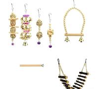 Ensemble de 7 jouets en bois pour perroquet avec échelle balançoire pour soutenir les comportements naturels de recherche de nourriture et l'activité (C)