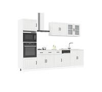 Ensemble de 7 meubles de cuisine "Lucca" en bois d'ingénierie blanc brillant 3314743