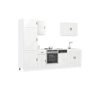 Ensemble de 7 meubles de cuisine "Porto" en bois d'ingénierie blanc brillant 3314783