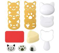 Ensemble de 7 Moules à Boules Riz pour Chat, Moules à Sushi en Forme de Chat et Triangle avec Coussinet en Caoutchouc Ensemble d'Outils pour Boules Riz et Sushis Faire Soi-Même