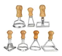 Ensemble de 7 moules à raviolis, emporte-pièces et timbres à pâtisserie, machine à pétrir la pâte en alliage d’aluminium avec manche en bois pour la cuisson des biscuits et des