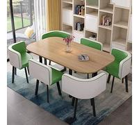 Ensemble de 7 pièces de table de salle à manger moderne du milieu du siècle pour 6 tables de cuisine et de bar avec chaises, parfait pour salle à manger, restaurant et salon (90 x 150 cm)