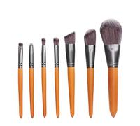 Ensemble de 7 pinceaux de maquillage, pinceaux cosmétiques en fibre super douce et portables pour poudre libre et fard à paupières, kit de pinceaux de maquillage à manche en bois