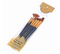 Ensemble de 7 pinceaux DGLDCSHUAI pour la peinture artistique : pinceaux ronds, plats, en forme de langue de chat et en éventail. Pinceaux professionnels en nylon avec manche en (bleu foncé)