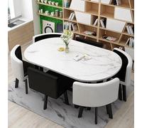 Ensemble de 7 tables de salle à manger ovales modernes pour 6 personnes, avec table basse, design élégant pour la maison et les espaces de réunion