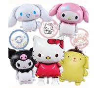 Ensemble de 8 ballons gonflables Hello chat et amis - Grands ballons de feuille 3D, Kuromi, Cinnamoroll - Parfait pour les décorations de fête d'anniversaire et de remise des diplômes 8 couleurs 8 piè
