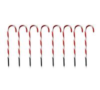 Ensemble de 8 bâtons lumineux à LED 'Candy Cane', 56 LED, 47cm de haut avec piquet de sol, fonctionnement sur batterie, éclairage extérieur, chaîne de lumières, décorations lumineuses