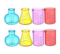 Ensemble de 8 béchers en plastique colorés avec différentes formes, kits scientifiques éducatifs en plastique pour bricolage, expériences, chimie, flacon d'études