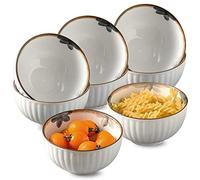 Ensemble de 8 Bols à Soupe en Porcelaine avec Couvercle, Bols à céréales, Bols à Petit-déjeuner, Bols à Soupe, Bols à Riz, compatibles Micro-Ondes - Blanc