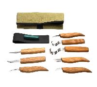 Ensemble de 8 couteaux de sculpture sur bois Beavercraft (8 couteaux dans un étui + accessoires) S08