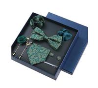 Ensemble de 8 cravates bleues pour homme, broches florales, boutons de manchette, pinces à cravate et nœud papillon,Couleur 2,8 pièces