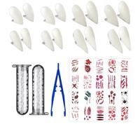 Ensemble de 8 dents de vampire en 4 tailles, ajustables individuellement | pour Halloween et autres fêtes costumées, avec 20 tatouages éphémères. Dents de vampire - Pince à épiler bleue