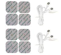 Ensemble de 8 électrodes TENS carrées avec connexion à bouton-poussoir et une paire de câbles de bouton poussoir avec un connecteur femelle convient à Sanitas EM 42/43/44/50 Healthcare World