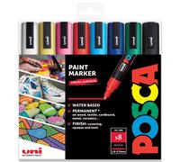 POSCA - Ensemble de marqueurs à peinture acrylique, 8 couleurs moyennes, PC-5M (PC5M 8)