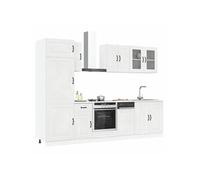 vidaXL Ensemble de 8 meubles de cuisine « Kalmar » – bois d'ingénierie blanc brillant