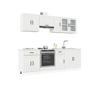 Ensemble de 8 meubles de cuisine "Lucca" en bois d'ingénierie blanc brillant 3314833