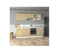 vidaXL Ensemble de 8 meubles de cuisine Lyon – chêne Sonoma – bois d'ingénierie marron