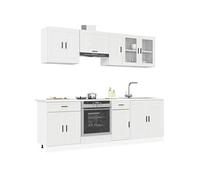 Ensemble de 8 meubles de cuisine "Porto" en bois d'ingénierie blanc 3314841