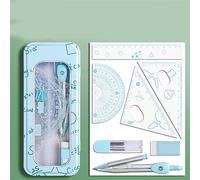 Ensemble de 8 Outils de géométrie, Boussole, règle, Crayon, rapporteur, Outils de Dessin, Papeterie Scolaire pour garçons et Filles.