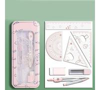 Ensemble de 8 Outils de géométrie, Boussole, règle, Crayon, rapporteur, Outils de Dessin, Papeterie Scolaire pour garçons et Filles.