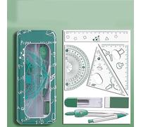 Ensemble de 8 Outils de géométrie, Boussole, règle, Crayon, rapporteur, Outils de Dessin, Papeterie Scolaire pour garçons et Filles.