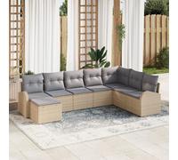 Ensemble de 8 pièces de canapé de jardin vidaXL avec coussins beige en rattan poly, Canapé de jardin 2 places vidaXL avec rangement et coussins beige en rattan poly