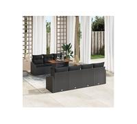 Ensemble de 8 pièces de salle à manger de jardin avec coussins noirs en poly rotin G
