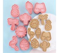 Ensemble De 8 Pièces D'emporte-pièces De Thème D'été, Comprenant Hawaii, Plage, Flamant Rose, Feuilles De Palmier. Convient Pour La Fabrication De Sucre, La Fabrication De Biscuits Et La Cuisine. Idéa