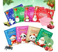 Ensemble de 8 Pièces Masque pour les Yeux et les Lèvres pour Noël, 4 Styles Masque Yeux Collagène + 4 Styles Lip Mask, Contre les Cernes Poches Rides Foncés Puffiness, Nourrit la Peau