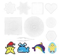 Ensemble de 8 Pièces Plaque Perle à Repasser - Ensemble de Planche de Perles Carrées, Transparentes et Rondes pour Bricolage et Cadeaux Enfants