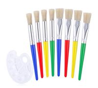 Ensemble de 8 pinceaux pour enfants avec palette, comprenant 4 pinceaux ronds et 4 grands pinceaux plats pour tout-petits, adaptés à la peinture acrylique lavable.