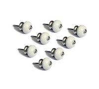 Ensemble de 8 poignées de céramique en blanc, peint à la main. Tireurs à la main pour armoires, tiroirs et confortables. Poignées classiques de 40 mm de diamètre.