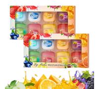 Ensemble de 8 soins pour les lèvres aromatisés aux fruits, le soin des lèvres 4 en 1 convient au peeling à sec, aux creux foncés, à la réduction des rides des (2box)