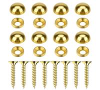 Ensemble de 8 vis décoratives en laiton pur avec caches de fixation pour miroir - Boulons décoratifs dorés - Pour meubles, peintures, lunettes, miroirs - Fixation et réparation