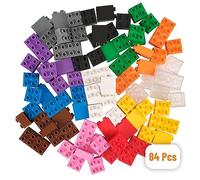 Ensemble de 84 Briques de Construction n°1 Big Briks - pour Grosses Briques/avec Gros tenons - Compatible avec Les Plus Grandes Marques - Noir, Bleu, Marron, Transparent, Gris, Vert et Plus