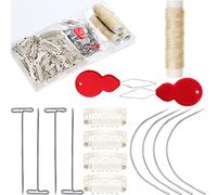 Ensemble de 85 pinces pour extensions de cheveux avec 50 pinces à pression en forme de U, 10 aiguilles incurvées, 20 épingles en T, 2 enfile-aiguilles pour la fabrication d'extensions de cheveux.