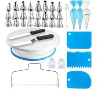 Ensemble de 86 pièces for plateau tournant à gâteaux, kit professionnel d'outils et d'accessoires décoration sculpture for débutants experts